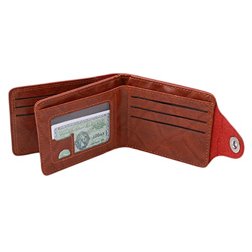 Men US Dollar Bill Wallet PU Leather Credit Card Photo Holder Bifold Billfold With Buttons (Brown)4