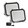 Leddictive 2 Pack LED Flood Lights Outdoor, 200W 20000LM Super Bright Floodlight Outside Work Light with 5.9FT Plug, IP65 Waterproof 6000K Outdoor LED Flood Light for Garage, Yard, Lawn, Garden