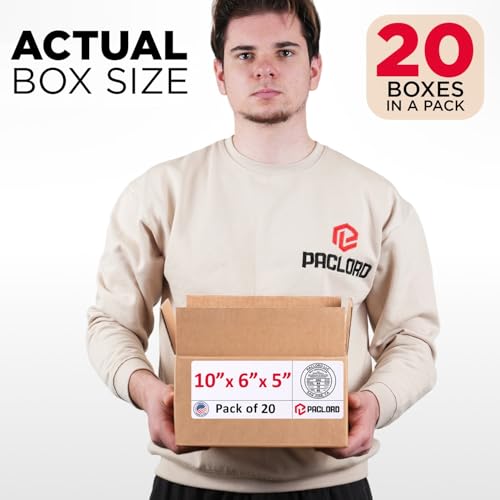 Image of Small Cardboard Boxes 10 inchL x 6 inchW x 5 inchH (Pack of 20) - USA-Made Packing Boxes for Moving, Shipping, or Storage - USPS, UPS, FedEx Approved - Professional Packing Supplies for Moving | USA-Made Packing Boxes for Moving, Shipping, or Storage - USPS, UPS, FedEx Approved - Professional Packing Supplies