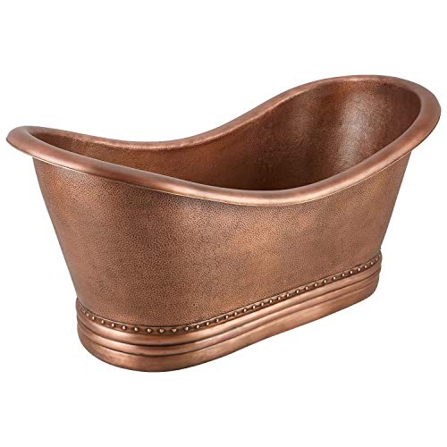 Signature Hardware 392737 Paige 72" Copper Soaking Double Slipper Freestanding Tub With Pre-Drilled Overflow Hole #TOP1