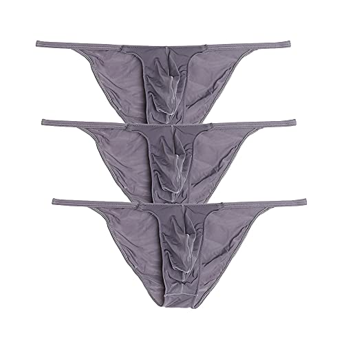 Mens High Elastic Ice Silk Solid Color High Cut Bikini Briefs Thin Half Back Triangle Panties