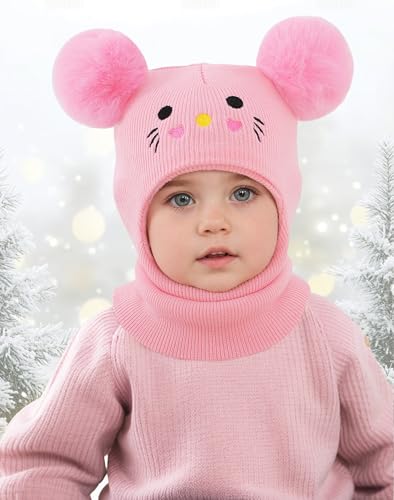 Happy Cherry Baby Scarf Hat Unisex Infant Toddler Kids Beanie Hats with Neck Warmer Windproof Hooded Hat3