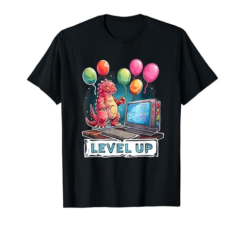 Level Up Kaiju Fiesta de cumpleaños Gaming Manga Monstruo japonés Camiseta