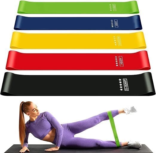 Image of Resistance Bands Set of 5, Exercise Loop Bands for Fitness, Strength Training and Home Workouts, Multiple Resistance Levels (Pack of 1)