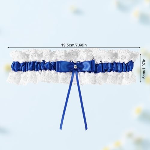 Image of Gosknor Bridal Wedding Garter, Lace Elastic Bow Leg Thigh Garter Belt Wedding Accessory for Women Girls Bride Shower Party