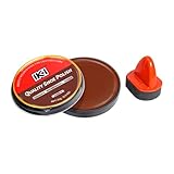 IKI Brown Shoe Polish Paste - 1.23 oz Boot Wax Polish with Sponge Applicator for Leather Boots and Shoes Polishing, Conditioning and Restoring
