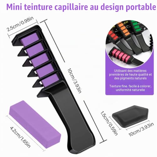 10 Couleurs Peignes Craie Cheveux, Craies à Cheveux En Forme De Peigne, Temporaire Bright CrèMe Lavable, Facile à Appliquer Et à Laver, Pour Filles Et Adultes Anniversaire NoëL FêTe Cosplay – vue 3