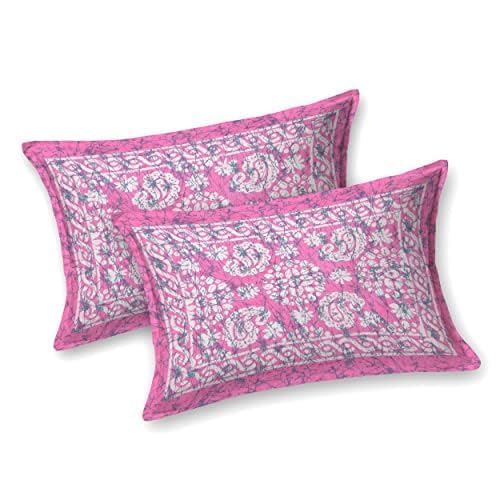 Image of Opulent Collection Double Bedsheet with 2 Pillow Cover | 100% Cotton Bedsheets for Double Bed | Handloom Bedsheet | Size 86x90 inches | King Size (90X102 Inches) (Medium Pink, King)