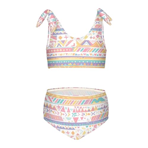 KLL Traditional Tribal Aztec Girls Two Piece Bikini Set Quick-Dry Bathing Suit Swimming Suits Adjustable Shoulder Strap
