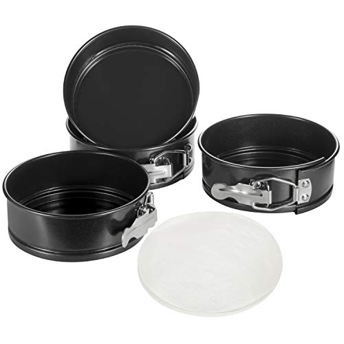 4.5-Inch Mini Springform Pans, OAMCEG 4-Piece Premium Nonstick Detachable Bakeware Cheesecake/Cake Pan +