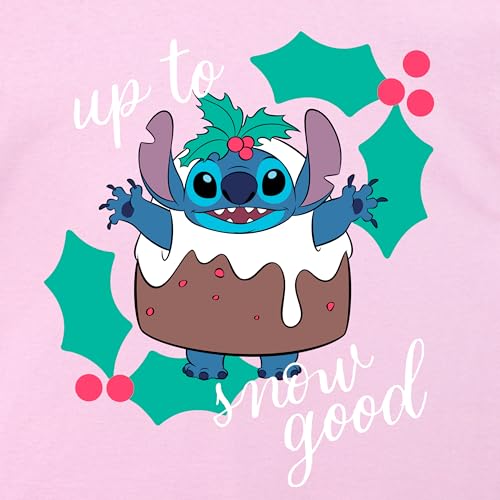 Image of Disney Christmas Lilo and Stitch T Shirt | Stitch Christmas Girls Tshirt | Girls T-Shirt | Pink | 10