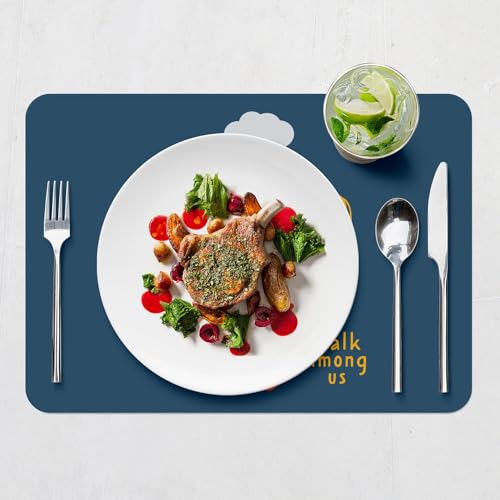 Sets de table bleu en liège grand format 39,5x28,5 cm Chef Heroes | Lot de 4