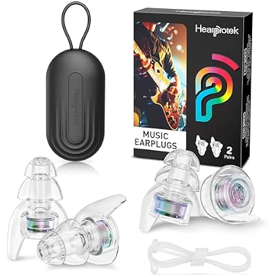 Hearprotek Concert Ear Plugs, 2 Pairs Reusable High Fidelity Musician Ear Plugs, Purple, Silicone, Earplugs, Earplug, Noise Protection
