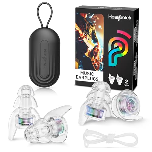 Hearprotek Concert Ear Plugs, 2 Pairs Reusable High Fidelity Musician Ear Plugs, Purple, Silicone, Earplugs, Earplug, Noise Protection