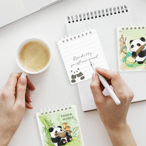 Lot de 6 mini carnets à spirales panda et ours lignés pour notes et petits mémos