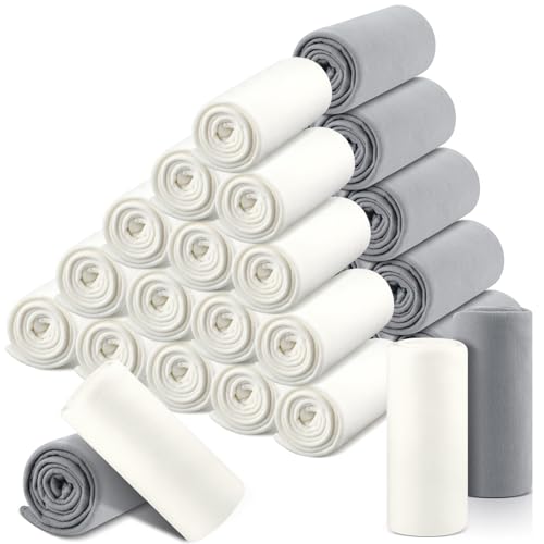 Newwiee 48 Pcs Fleece Throw Blankets Bulk 50 x 60 in Outdoor Wedding Guest Gifts Soft Lightweight Sleepover Party Lap Blankets Pet Sofa Couch Home Office Donation Homeless (White/Gray)