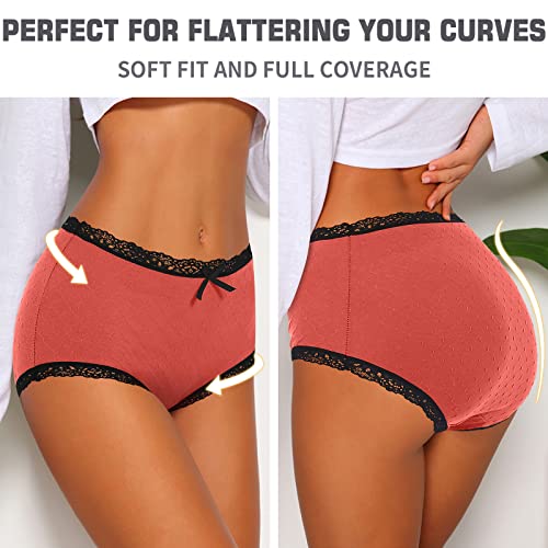 Culayii Womens Cotton Underwear, Womens High Waist Sexy Underwear Breathable Soft Briefs Stretch Lace Ladies Panties For Women (Multicolor- 5 Packs-M) #TOP2
