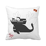 Material: Polyester. OFFbb-USA Whale Schiff Ware Weihnachten Wurfkissen, quadratischer Bezug