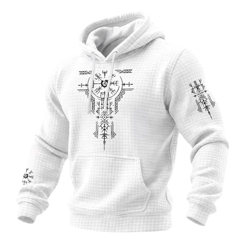 Sweat à capuche viking de qualité supérieure avec maille gaufre vintage