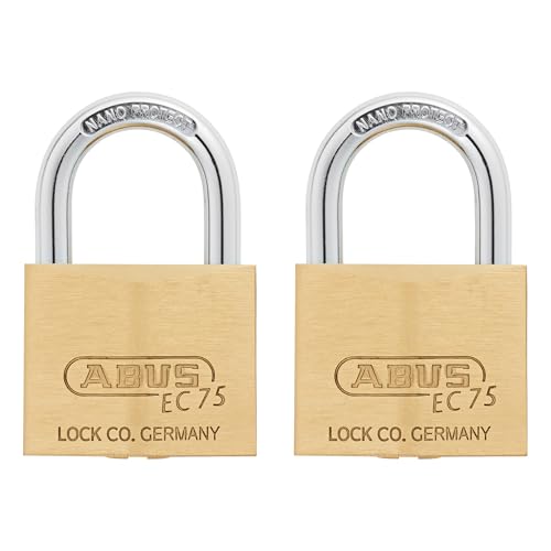 ABUS 2 Pack 75/40 Solid Brass Padlock with 2 Keys for Outdoor, School, Gym