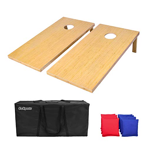 Gosports Bamboo Regulation Size Bamboo Cornhole Set, Includes 8 Bean Bags & Carrying Case #TOP11