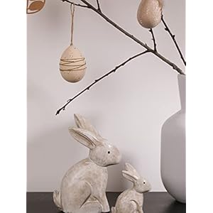 DN DECONATION Wooden Antique White 3D Bunny Rabbit Figurines for Spring Easter Decor Gift Set of 2 DN DECONATION Wooden Antique White 3D Bunny Rabbit Figurines for Spring Easter Decor Gift Set of 2