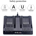 WA3875 20V Li-ion Dual Port 2 Hour Charger Replacement for Worx WA3578 WA3575 PowerShare 20V Lithium Ion Battery WA3520…