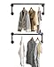 Homeyeeng Clothes Rack, Industrial Pipe Clothing Rack for Hanging Clothes, Wall Mounted Heavy Duty Space Saving Garment Rack, Multi-Purpose Clothing Hanging Rods for Closet Storage, Black, 2Pcs