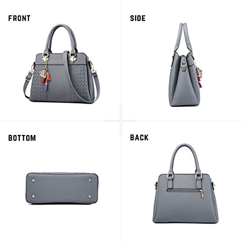 Womens Purses and Handbags Ladies Designer Satchel Tote Bag Shoulder Bags, Gray