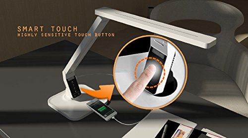 Bondwl Bl1100W Dimmable Eye-Care Led Desk Lamp (4 Lighting Modes: Reading/Studying/Relaxation/Bedtime, 5-Level Dimmer, Touch-Sensitive Control Panel, 1-Hour Auto Timer, 5V/2A Usb Charging Port,, Mobile Device Charger) White #TOP5