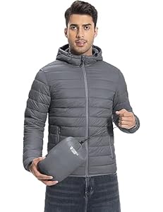 Pioneer Camp Herren Steppjacke Leichte Daunenjacken Winterjacke Übergangsjacke Outdoorjacke mit Kapuze und 6 Taschen Grau XL