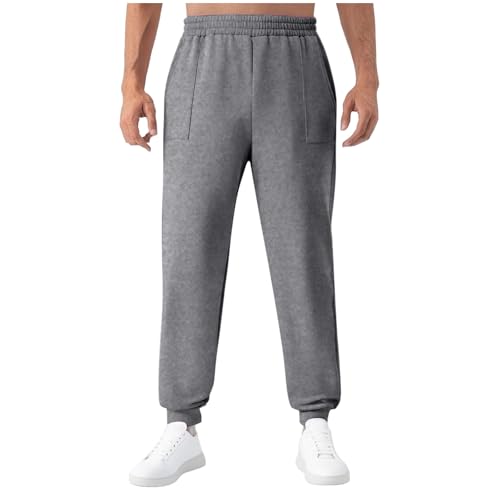 Mens Sweatpants Solid Color Joggers Trousers with Pockets Elastic Waist Casual Baggy Athletic Pants Fashion 2025