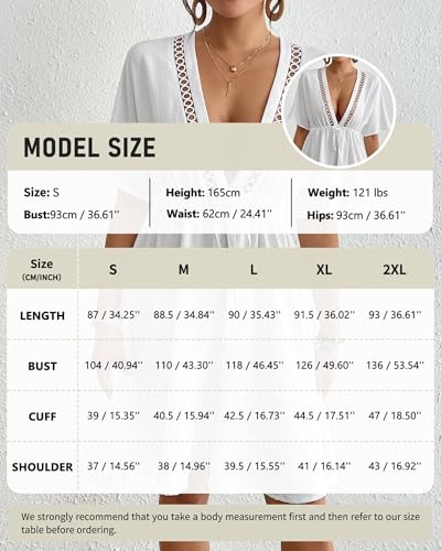 Eddoyee Wome's Swimsuit Coverup V Neck Hollow Out Beach Bathing Suit Flowy Swim Coverup Mini Dress4