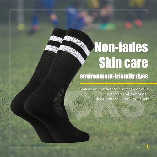 SOX TOWN Unisex Cushioned Crew Training Athletic Socks Men & Women with Combed Cotton Moisture Wicking Breathable Performance