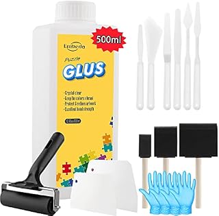Puzzle Glue - Clear Glue, Transparent Jigsaw Puzzle Glue Saver with Tool for Up to 8 X 1000 Piece Jigsaws Puzzle (500ML)