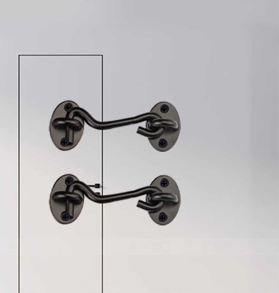 Barn Door Latch 4-Pack - Stainless Steel Privacy Hook & Eye Latch For Sliding Doors, Gates - View #3