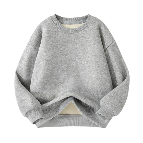 Crewneck Sweatshirt for Girls Fashion Long Sleeve Fleece Pullover Shirts Winter Oversized Thick Sweater Teen Clothes Gray