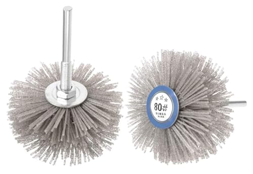 Image of NACX Nylon Wheel Brush, Woodwork Polish Grinder Brush, 80 Grits Abrasive Grinding Head with 6mm Threaded Shank, 2Pcs