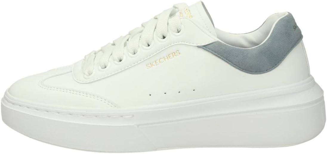 Skechers Women's Cordova Classic-Painted Flora Sneaker, White Blue, 9