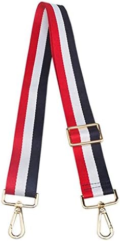 Adjustable Handbag Strap Replacement Guitar Style Canvas 57 Inches Crossbody Strap for Shoulder Bag (Blue White Red Stripes-02)