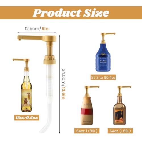 2pcs Sauce Pump Dispenser 64 fl. oz for Syrup for Tora-ni Sauce Pump Dispenser Coffee Syrup Sauces Pumps(Color:Gold + White)2