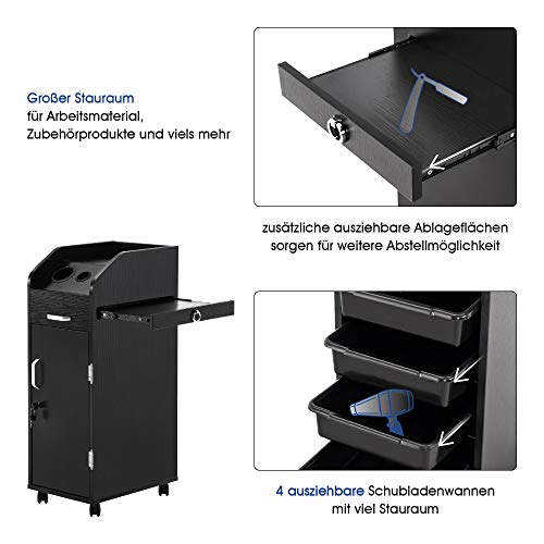Foto von BarberPub Friseurwagen Kosmetikwagen Arbeitswagen Rollwagen Bedienungswagen Trolley Stapelboy 2011(Schwarz)