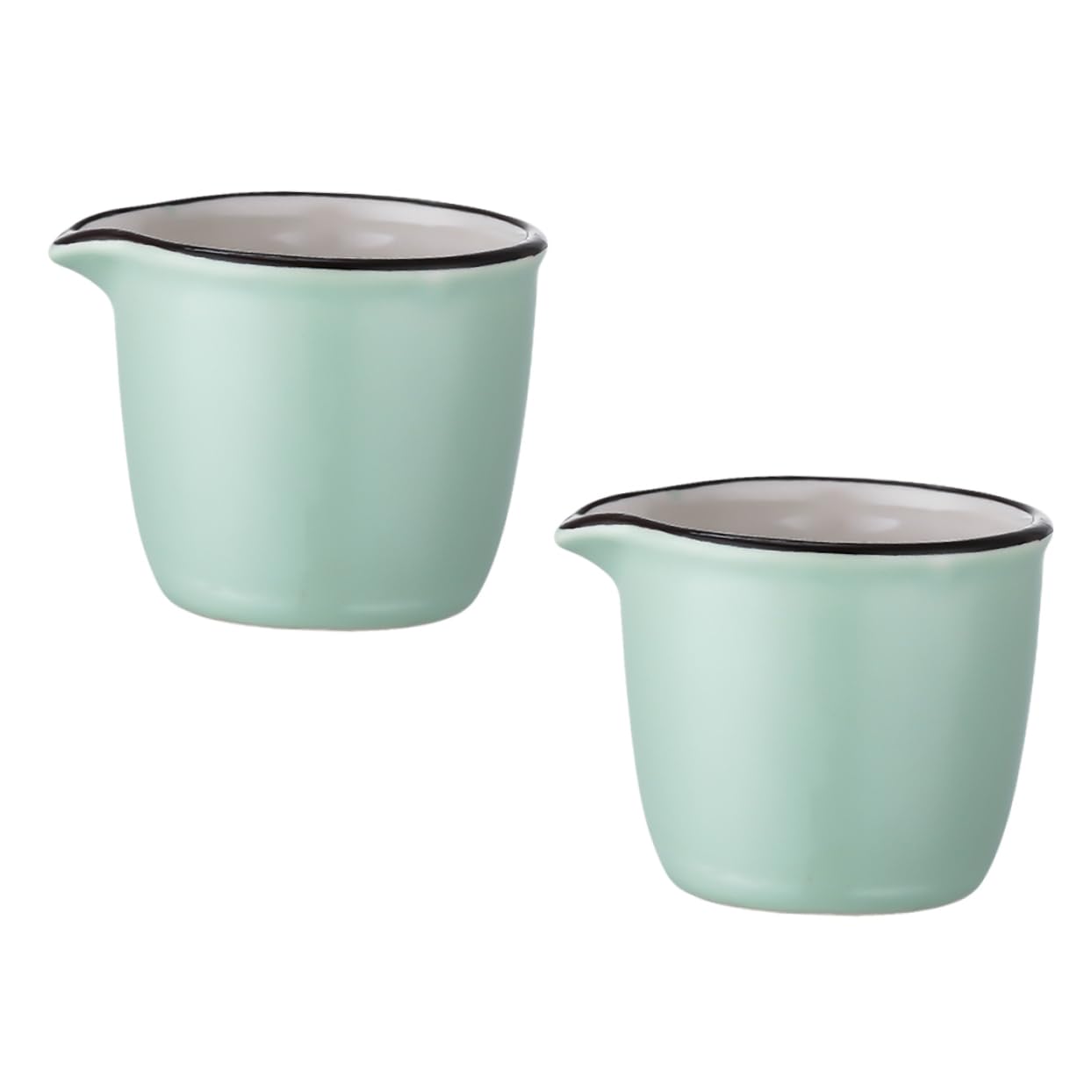 OFFSCH Ceramic Milk Frothing Cups 2pcs Mini Milk Jugs Latte Cups Small Creamer Jugs for Daily Use (40ml) Random