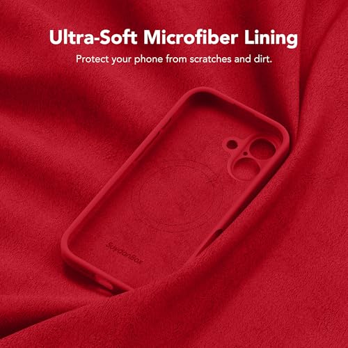 Image of Magnetic for iPhone 16 Case, Compatible with MagSafe, [Screen Protector + Full Camera Protection], Silicone Shockproof Anti-Scratch Protective Phone Case for iPhone 16 6.1 inch, Deep Red