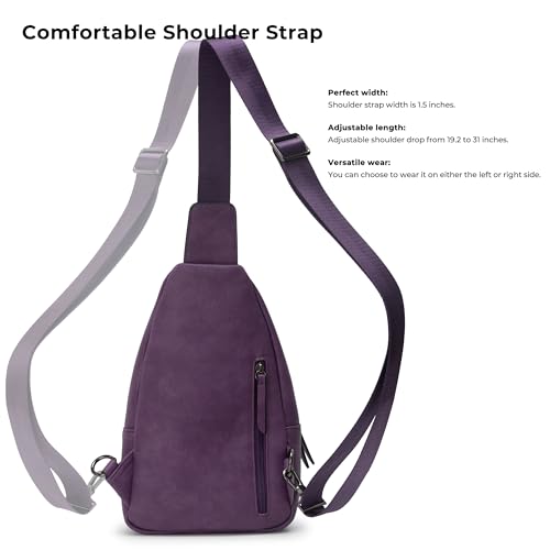 Image of Alldaily Large Sling Bag for Women Crossbody Purse Leather Fashionable Trendy Chest Bag for Travel, Fanny Pack (Purple)