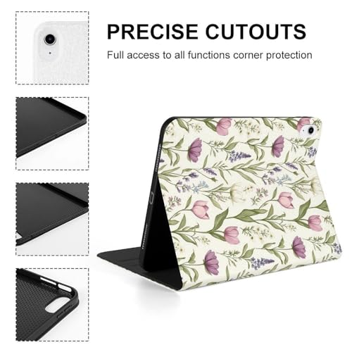 Housse iPad fleurs violettes pour travailler et lire au café confortablement