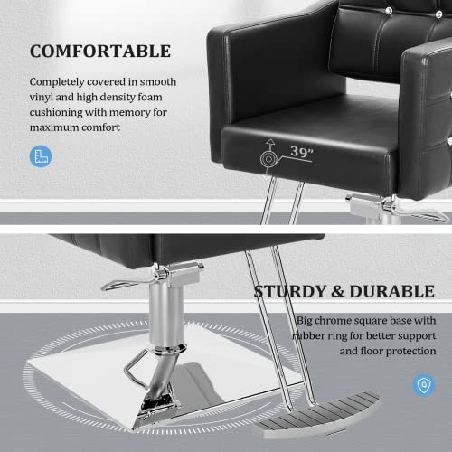 Omysalon Hair Salon Chair Hydraulic Barber Chair For Home Barbershop Black, Braiding Chair For Hair Stylist Heavy Duty, Styling Hairdressing Beauty Spa Equipment #TOP4