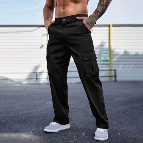 Men's Cargo Pants with Pockets Casual Athletic Jogger Hiking Sweatpants Workout Outdoor Trousers Relaxed Fit Pants2