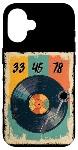 Tourne-disque vinyle rétro 33 45 78 tr/min pour amateur de DJ Coque pour iPhone 16