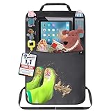 Termichy Rückenlehnenschutz Auto kinder,Auto Organizer,Organizer Auto Rücksitz kinder, Wasserdichtes Plane Kick-Matten-Schutz für Autositz zurück mit große Aufbewahrungstasche (1 Stück,Schwarz)
